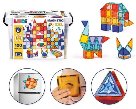 jeu de construction magnétique Ludi 100 pièces -2- bebemaman