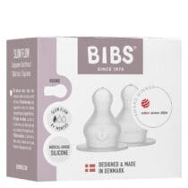 Bibs Lot de 2 tétines rondes en silicone à débit lent pour biberons 0mois+