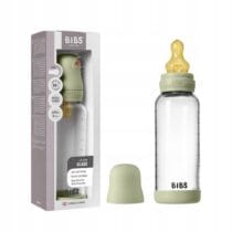 Bibs Biberon en verre rond avec tétine en latex débit moyen 240ml - Sauge