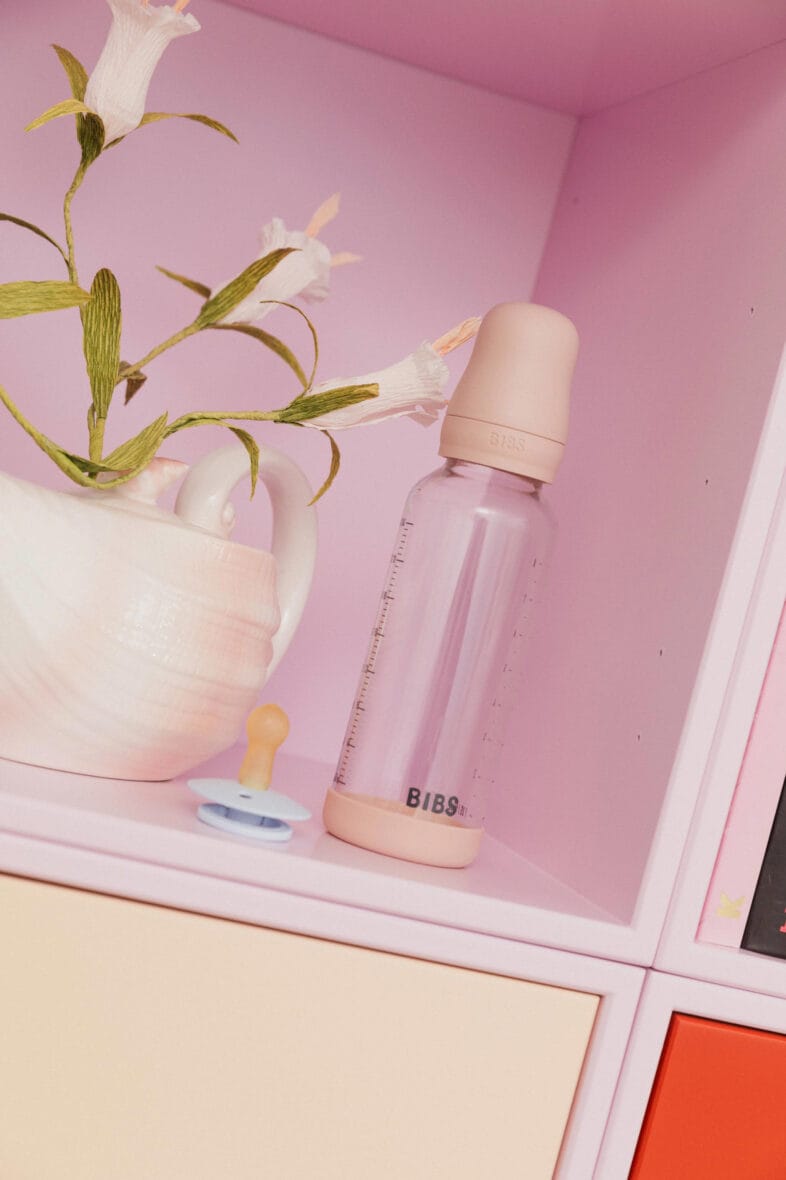 Bibs biberon en verre rond rose poudré 240 ml latex -6- bebemaman