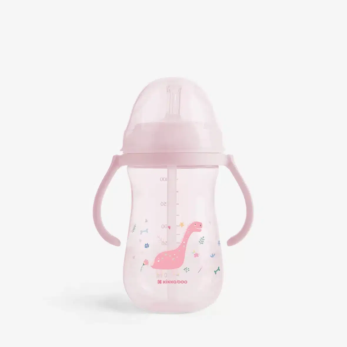 Kikkaboo Gobelet PP avec paille en silicone Dino World 300ml – Rose