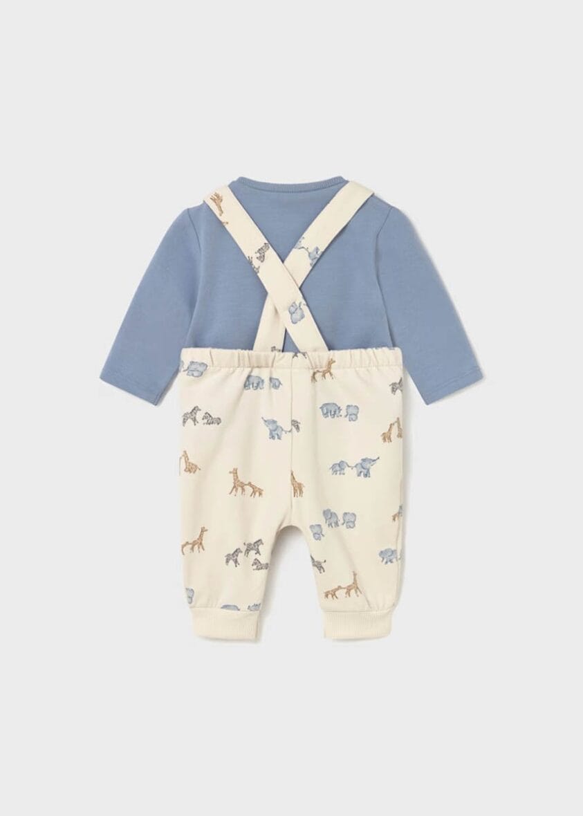 Mayoral ensemble salopette bébé garçon beige et bleu – 1 – bebemaman