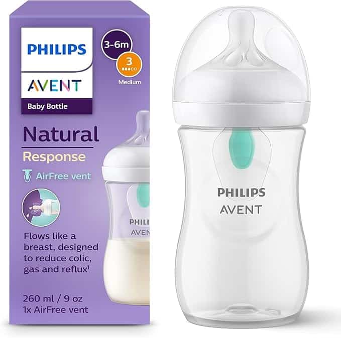 Philips Avent Biberon Natural Response 260ml 3-6m – Biberon avec valve AirFree