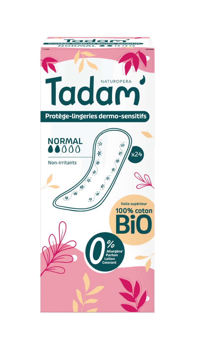 Tadam Protège-lingerie sermo-sensitif 100% coton Bio Normal – 24 Unités