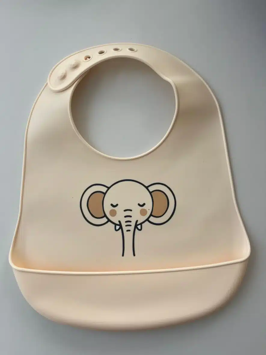 Yummy Bavoir en silicone avec poche Elephant 9m+ Beige