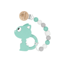 attache tétine avec anneau de dentition Kikkaboo Chat Mint