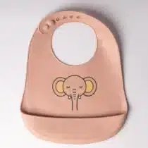 bavoir en silicone Yummy Elephant rose poudré
