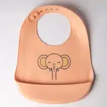 bavoir en silicone avec poche Elephant corail