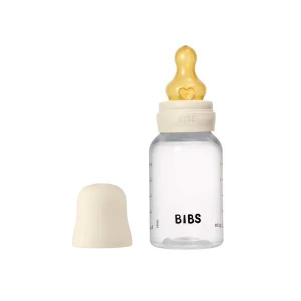 Bibs Biberon rond en plastique avec tétine en latex à débit lent 150ml – Ivoire