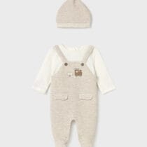 Mayoral Salopette et Bonnet Beige Clair 12M