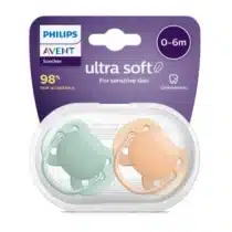 Philips Avent Sucette Ultra Soft 0-6m vert orange