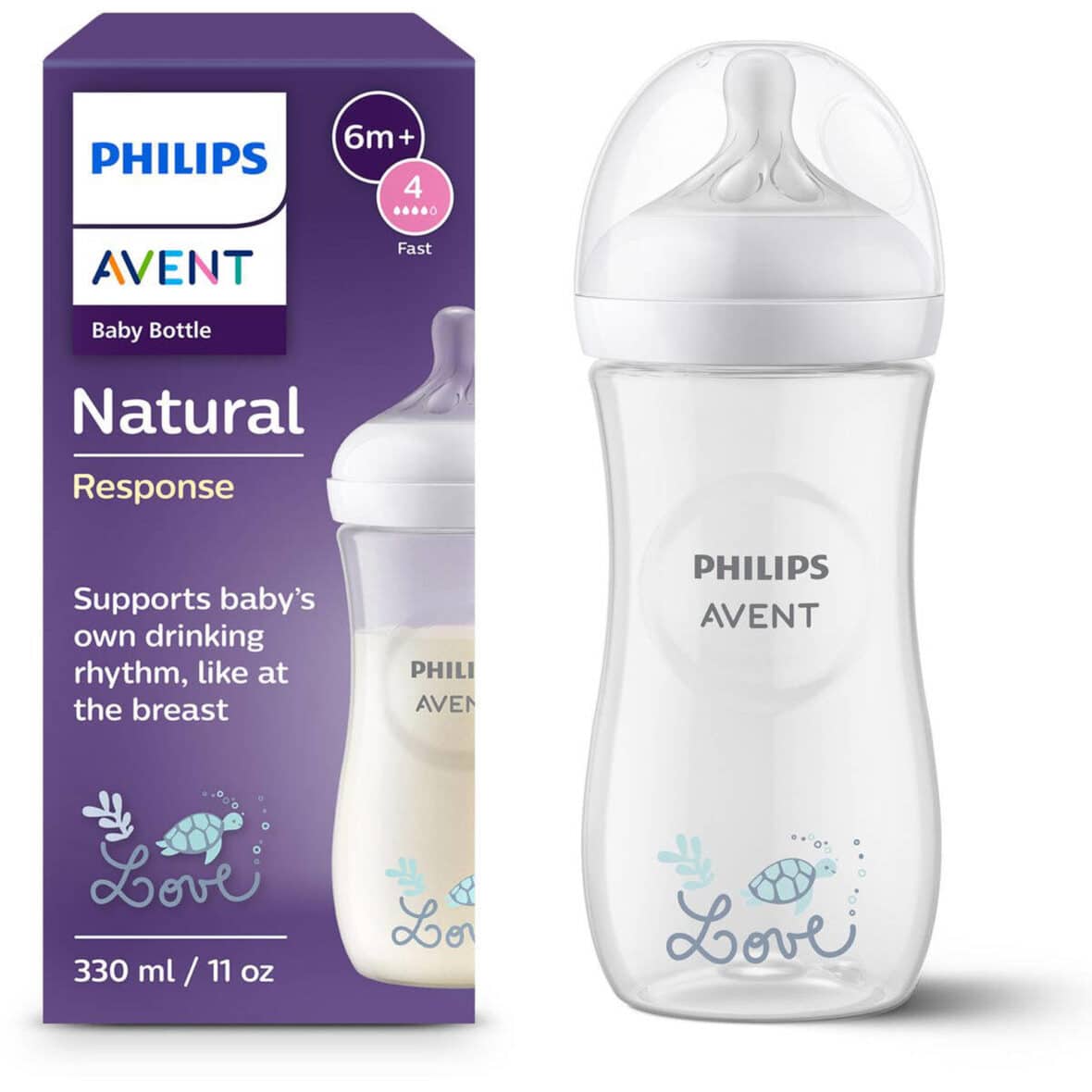 Philips Avent Biberon Natural Réponse Love 6m+ 330ml