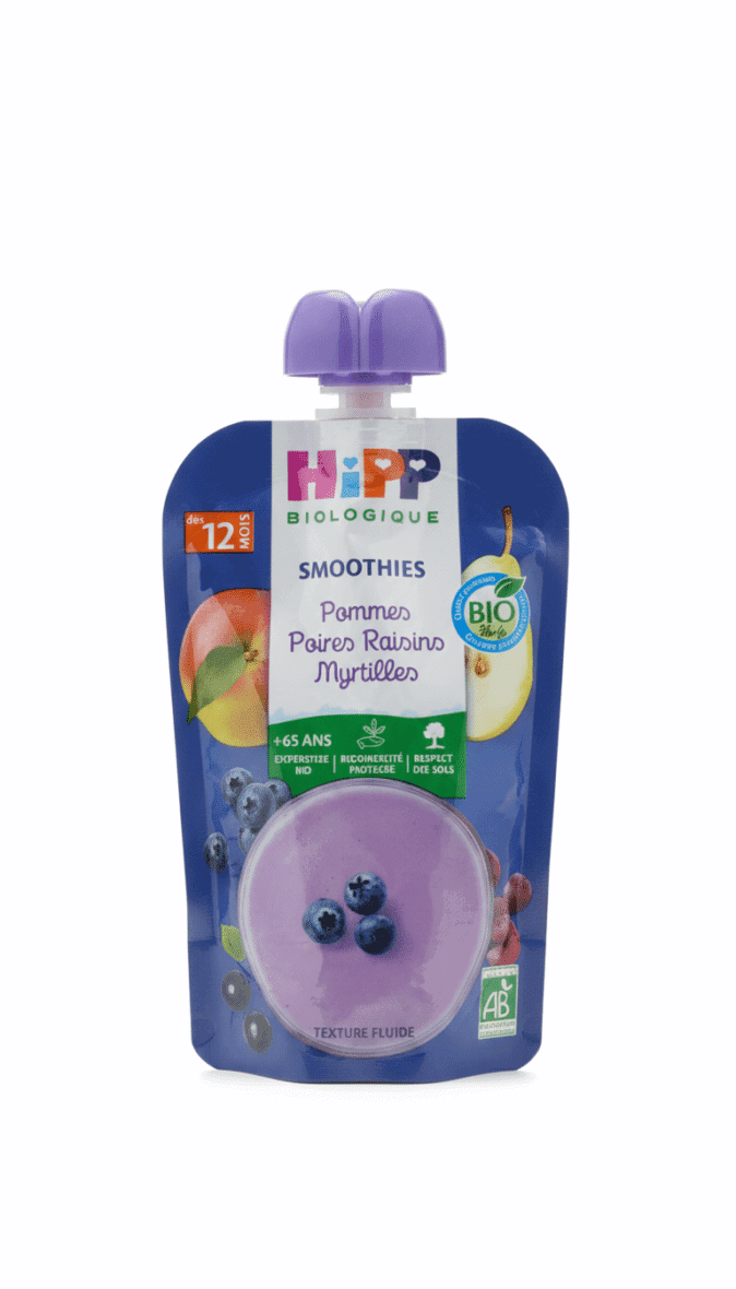 HiPP Bio Smoothies Pommes Poires Raisins Myrtilles des 12 Mois