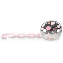 attache sucette Suavinex argenté rose
