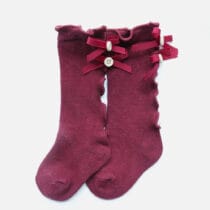 chaussettes nœud papillon enfant bordeaux