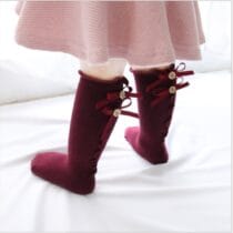 chaussettes nœud papillon enfant bordeaux