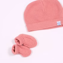 bonnet et chaussons milleraies bébé rose