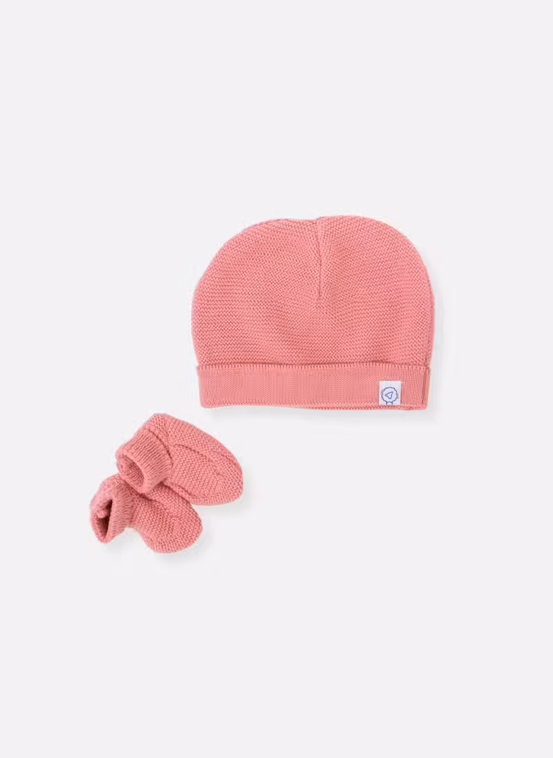 La Manufacture de Layette Bonnet et Chaussons Coton Bébé – Rose