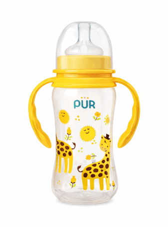 Pur Biberon avec poignée 250ml Chat – Jaune