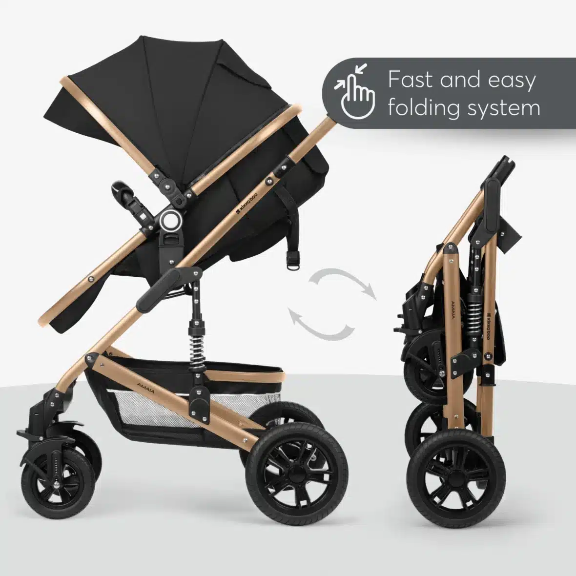Poussette 3en1 Kikkaboo Amaia Noir (4) bebemaman