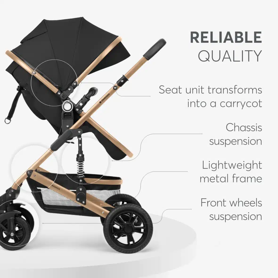 Poussette 3en1 Kikkaboo Amaia Noir (5) bebemaman