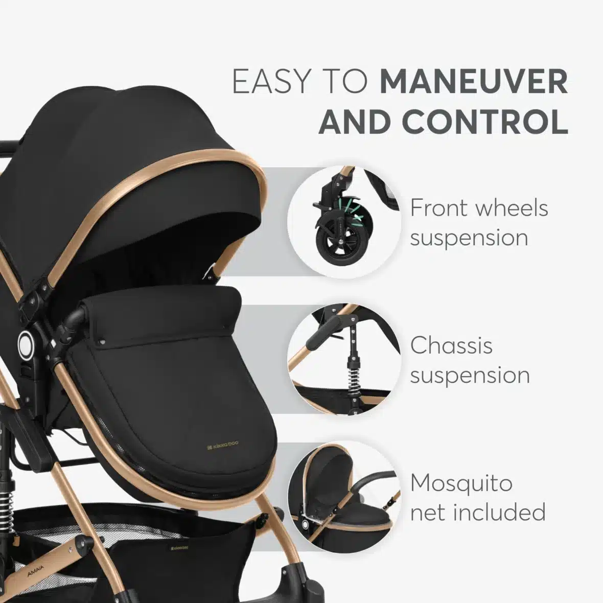 Poussette 3en1 Kikkaboo Amaia Noir (8) bebemaman