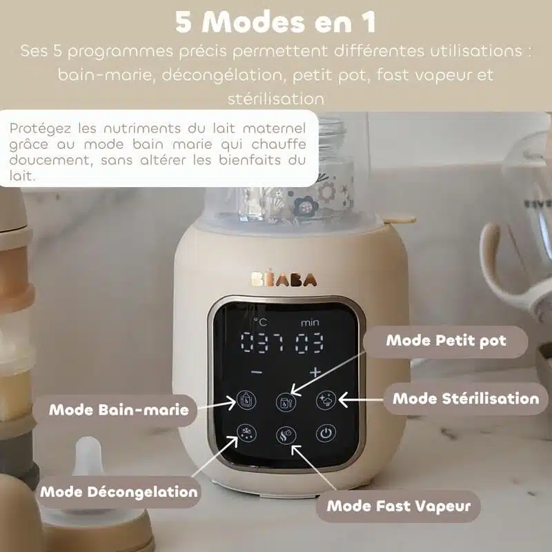 chauffe biberon Béaba Multi Milk Clay Earth (6) bebemaman