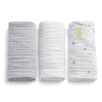 lot de 3 langes bébé en mousseline 70x70 multicolore