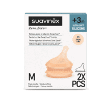 Suavinex lot 2 tétines pour Biberon Zéro Zéro débit moyen 3m+