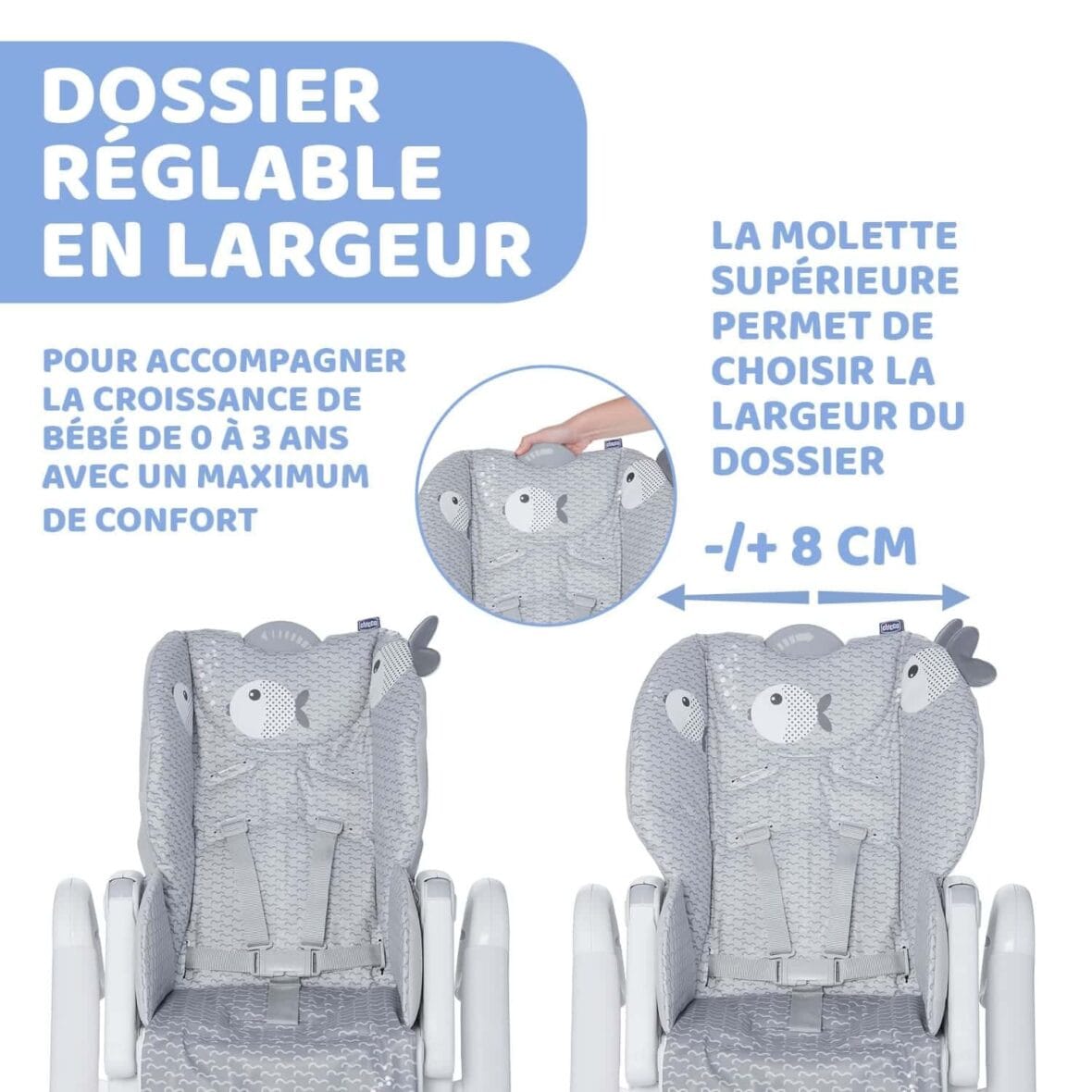 Chicco Chaise Polly 2 Start 4 roues Dots Gris -4- bebemaman