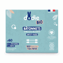 Dodie Bâtonnets Embouts Sécurité Coton Tiges Bio Bébé x60