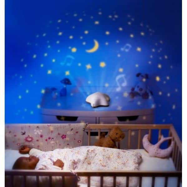 Projecteur d’étoiles musical bébé Pabobo dans les bois beige -5- bebemaman