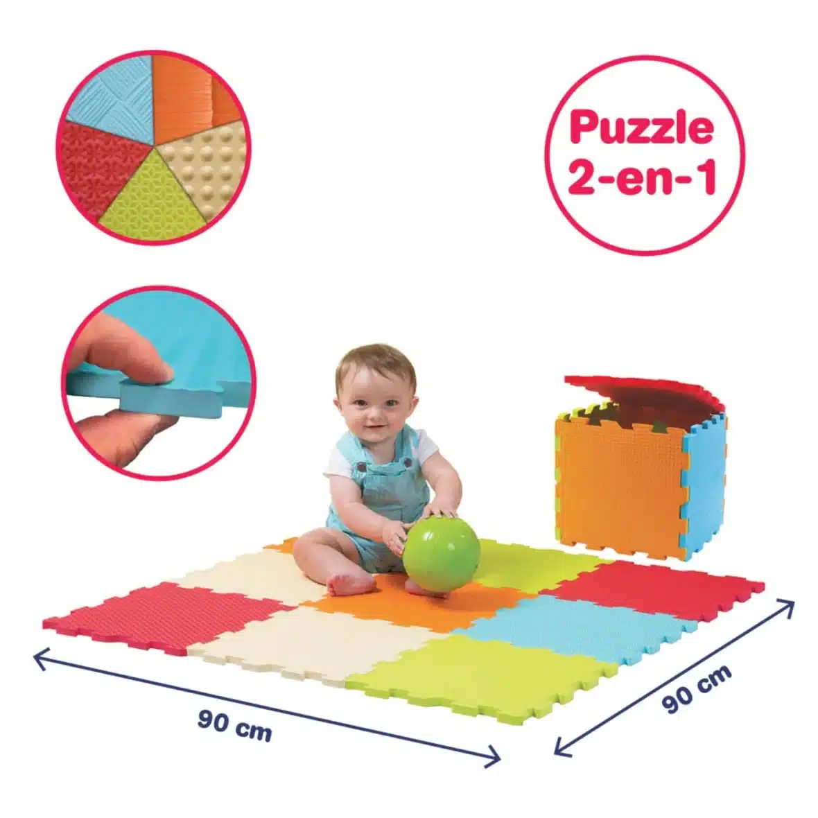 dalles mousse bébé Ludi multicolore 90x90cm tapis de jeu bébé -2- bebemaman