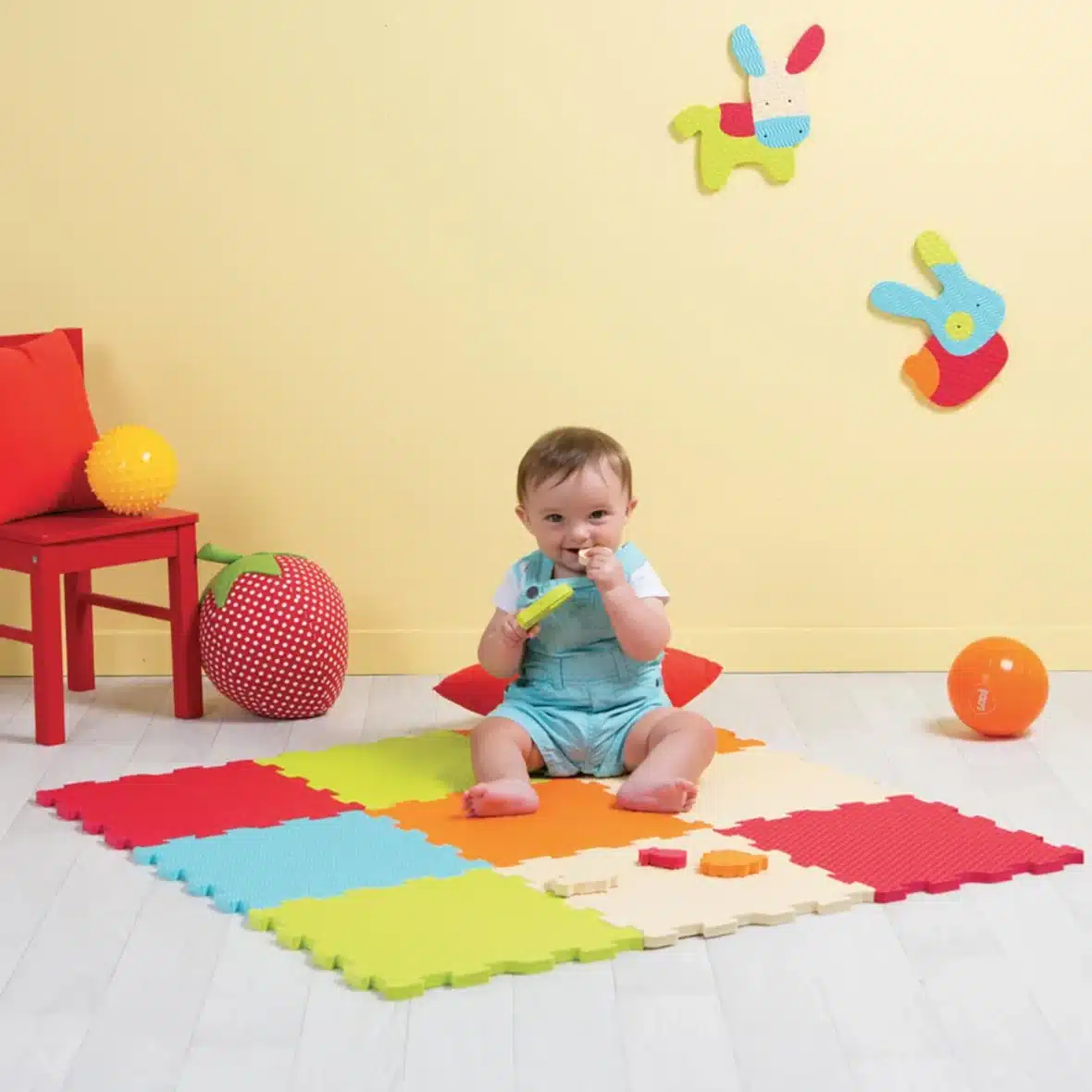 dalles mousse bébé Ludi multicolore 90x90cm tapis de jeu bébé -4- bebemaman