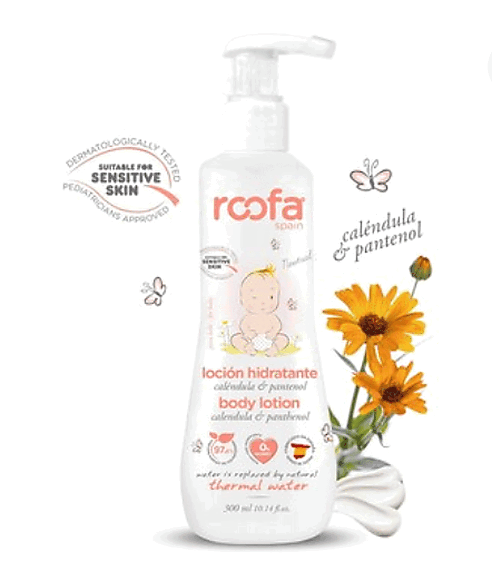 Roofa Lait Corporel Hydratant bébé au calendula et panthénol 300ml
