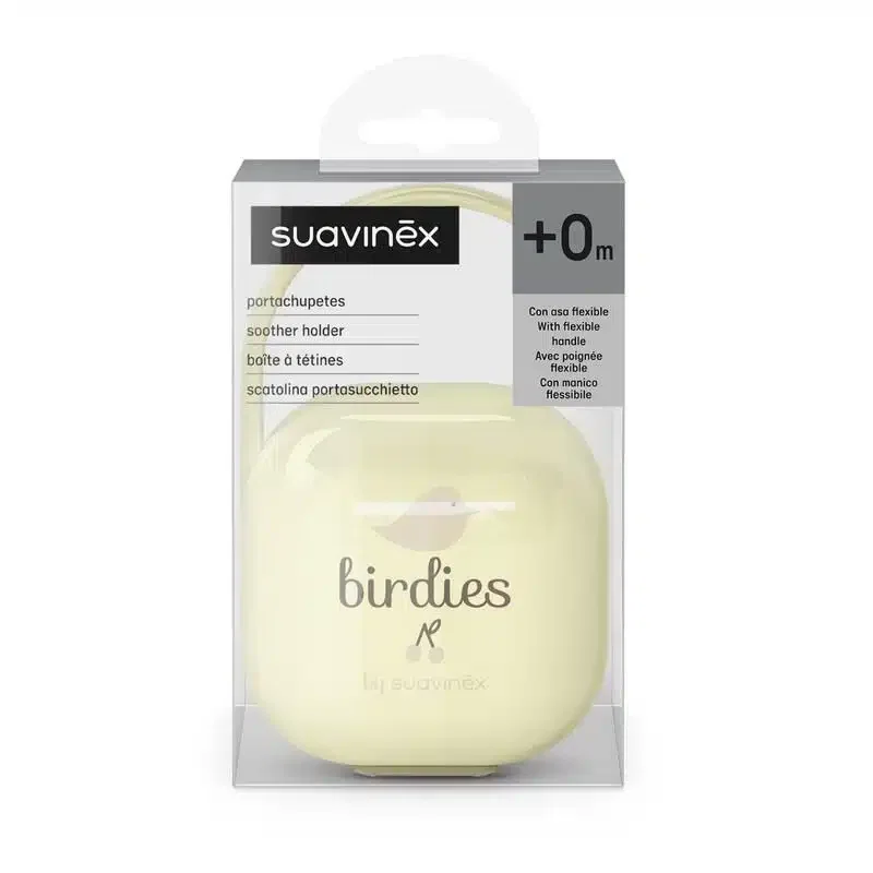 porte sucette Suavinex Birdies Beige pour bébé -3- bebemaman