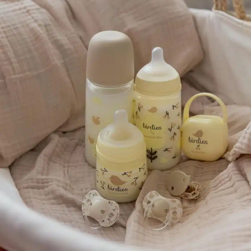 porte sucette Suavinex Birdies Beige pour bébé -4- bebemaman