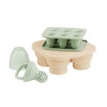 Babymoov Set de Contenants en Silicone et Grignoteuses Vert et Beige