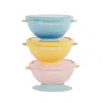 Badabulle Lot de 3 Bols Antidérapants avec Couvercles 330ml