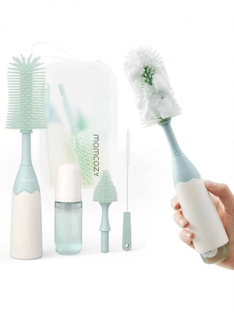 Momcozy Ensemble Brosse pour Biberon et Tétine Push-Press