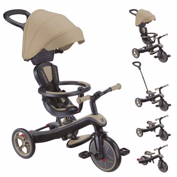 Globber Tricycle Explorer 4en1 Évolutif Taupe -1- bebemaman