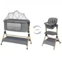 KikkaBoo Berceau Cododo et Chaise haute 2en1 Sleat Me Gris