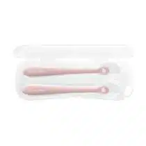 Kikkaboo Lot de 2 Cuillères Silicone avec étui Blush