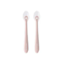 Kikkaboo Lot de 2 Cuillères Silicone avec étui Blush