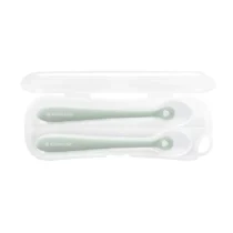 Kikkaboo Lot de 2 Cuillères Silicone avec étui Sage