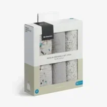 Kikkaboo Lot de 3 langes en mousseline Dreamy Fields Gris