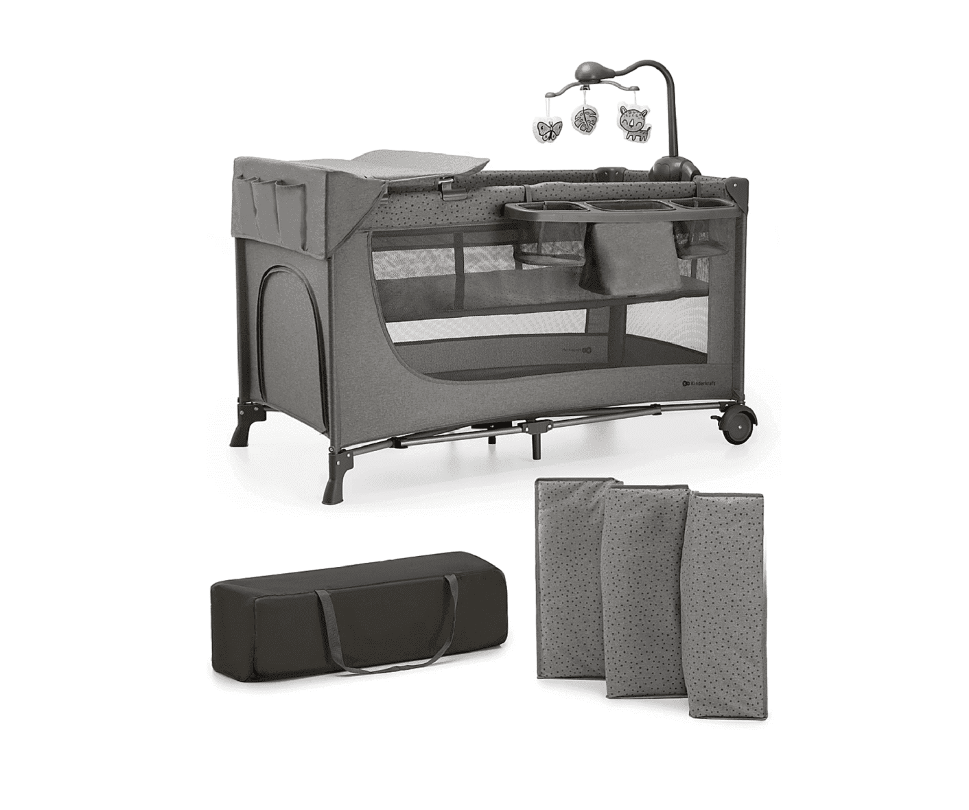 Kinderkraft Lit Parapluie Multifonction Joy 2 Avec Accessoires – Gris Foncé