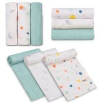 Lionelo Leaf lot de 3 langes en bambou lavables 70×70