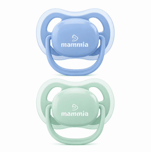 Mammia Lot de 2 Sucettes Natural Feeling 6m+ – Mint bleu