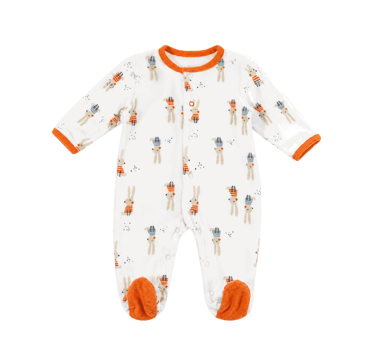 Babybol Grenouillère Bébé Blanche Imprimé Lapins Orange